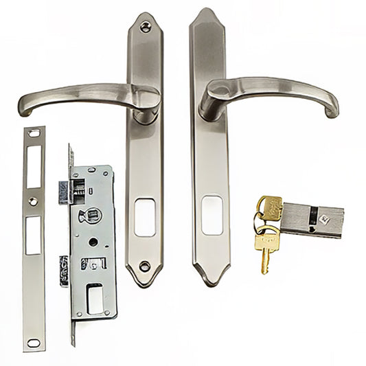Storm Door Mortise Lock and Handle with Double Keyed Cylinder 0.875 Inch Backset