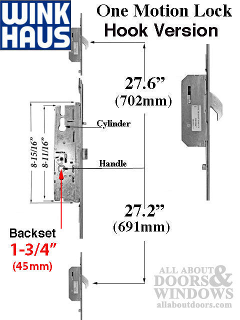 One Motion Lock, Key Above Handle, Hook Version 45/92 - Discontinued