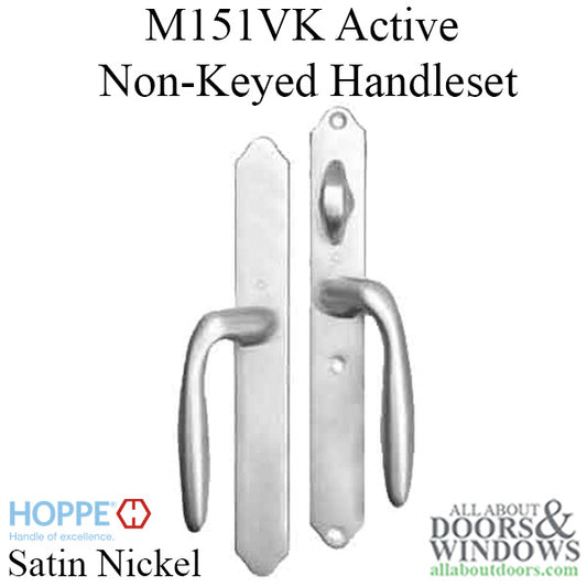 HOPPE HLS 9000 Sliding Door Handle Set Verona Lever Active Non-Keyed Satin Nickel