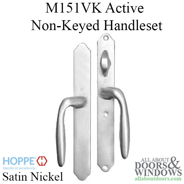 HOPPE HLS 9000 Sliding Door Handle Set Verona Lever Active Non-Keyed Satin Nickel - HOPPE HLS 9000 Sliding Door Handle Set Verona Lever Active Non-Keyed Satin Nickel