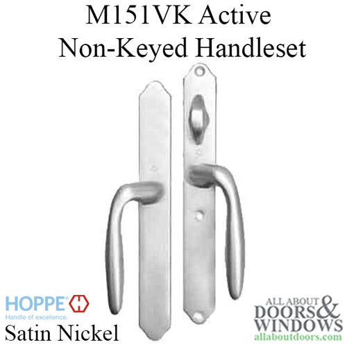 HOPPE HLS 9000 Sliding Door Handle Set Verona Lever Active Non-Keyed Satin Nickel - HOPPE HLS 9000 Sliding Door Handle Set Verona Lever Active Non-Keyed Satin Nickel