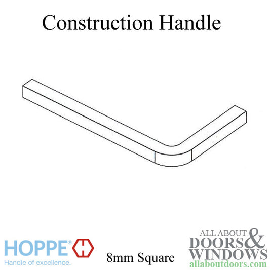 HOPPE Construction Handle for 8mm Square Spindle – Temporary Turning Handle