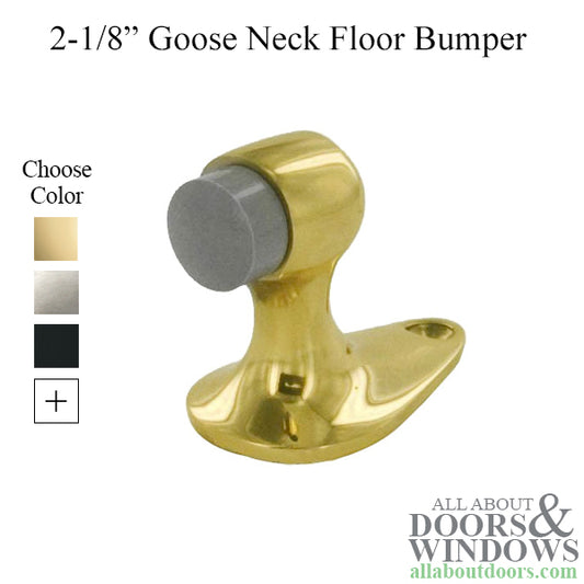 2-1/8" Floor Mounted Bumper, Solid Brass - Choose Finish