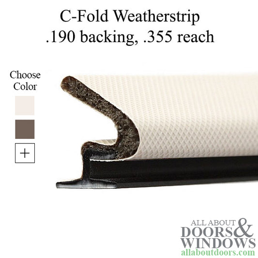 Weatherstrip, C-Fold Type, .190 T-slot backing, .355 Reach -  Choose Color