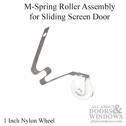 M Spring Tension Roller Assembly with 1 Inch Offset Groove Nylon Wheel for Sliding Screen Door