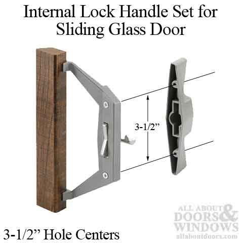 Trimview Patio Door Handle Set 3.5 Inch Screw Hole Spacing Gray Handle With Flip Latch - Trimview Patio Door Handle Set 3.5 Inch Screw Hole Spacing Gray Handle With Flip Latch