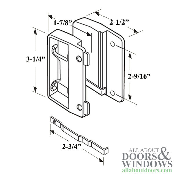 Non-Handed Plastic Latch & Pull Handle Set with Steel Latch for Sliding Screen Door - Black - Non-Handed Plastic Latch & Pull Handle Set with Steel Latch for Sliding Screen Door - Black