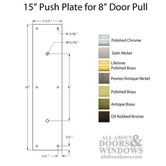 Plate (only) for 8" Door Pull - Choose Finish