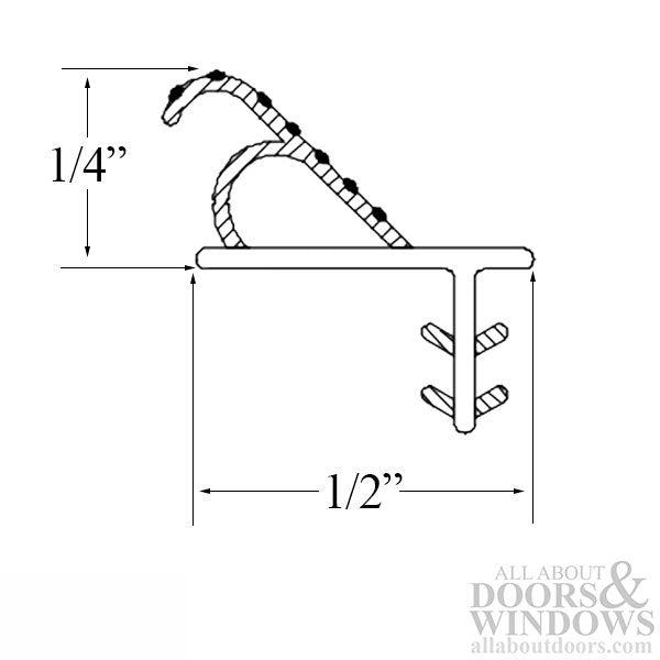 Marvin Casemaster Casement Window sash, V195 Flex-Leg Weatherstrip. 72