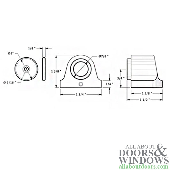 1-3/8 Magnetic Dome Stop/Catch  - Choose Finish - 1-3/8 Magnetic Dome Stop/Catch  - Choose Finish