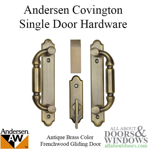 Andersen Frenchwood Gliding Door Trim Hardware, Covington, 2 Panel Interior and Exterior  - Antique Brass - Andersen Frenchwood Gliding Door Trim Hardware, Covington, 2 Panel Interior and Exterior  - Antique Brass