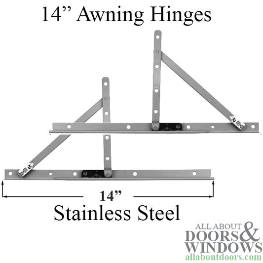 14" Awning Hinge, Pair Upper - Lower,  SS