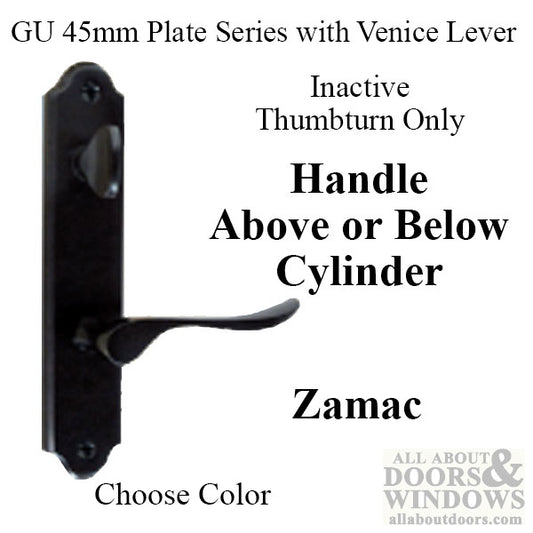 G-U Venice Handle & 45mm Plate, Zamac, Inactive, Thumbturn Only (Handles DO Move) Choose Color