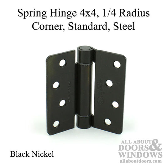 Spring Hinge 4x4, 1/4 Radius Corner, Standard, Steel - Black Nickel