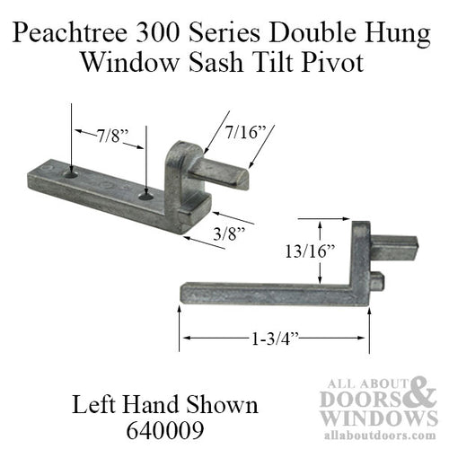 Peachtree 300 Series Double Hung Window Pivot Pin, Old Style, Left Hand - Mill Finish - Peachtree 300 Series Double Hung Window Pivot Pin, Old Style, Left Hand - Mill Finish