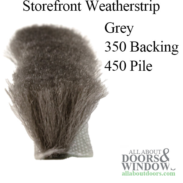 Weatherstrip For Commercial Doors .350 Backing .450 Pile Grey Storefront Weather Seal - Weatherstrip For Commercial Doors .350 Backing .450 Pile Grey Storefront Weather Seal