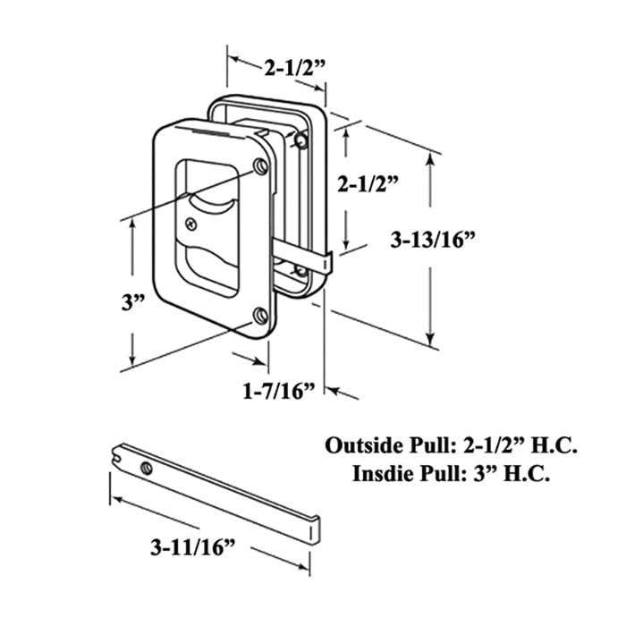 Latch & Pull for Sliding Screen Door, Non-Handed - Black - Latch & Pull for Sliding Screen Door, Non-Handed - Black