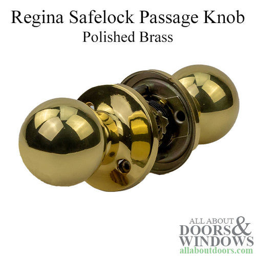 Kwikset Regina Passage Door Knob Polished Brass Regina Safelock Passage Handle - Kwikset Regina Passage Door Knob Polished Brass Regina Safelock Passage Handle