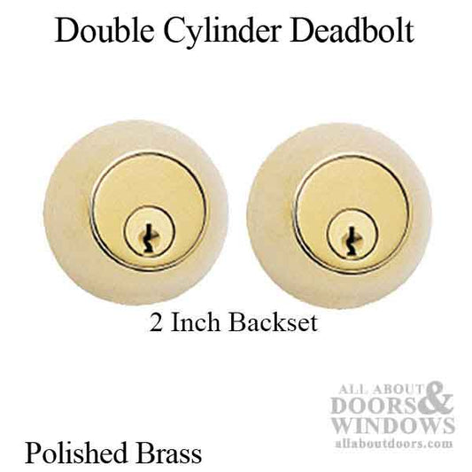 2 Inch Back set Double Cylinder Dead bolt - Polished Brass