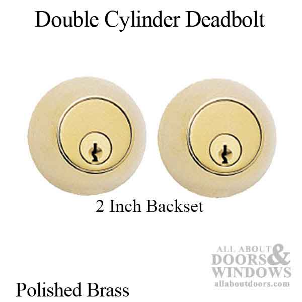 2 Inch Back set Double Cylinder Dead bolt - Polished Brass - 2 Inch Back set Double Cylinder Dead bolt - Polished Brass