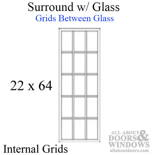 Therma-Tru 22 x 64 x 1/2 15-Lite Surround with Clear Glass with Internal Grid, White - Therma-Tru 22 x 64 x 1/2 15-Lite Surround with Clear Glass with Internal Grid, White