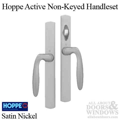HOPPE HLS 9000 Sliding Door Handle Set with Verona Lever Active Non-Keyed Satin Nickel