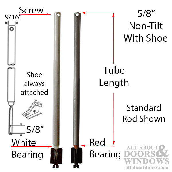 5/8 Standard Tip, Balance Rod, Choose Length - Red Bearing - 5/8 Standard Tip, Balance Rod, Choose Length - Red Bearing