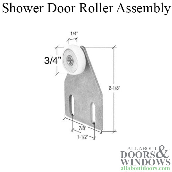 Shower Door Ball Bearing Roller Assembly with Straight Bracket 3/4 Inch Wheel Diameter - Shower Door Ball Bearing Roller Assembly with Straight Bracket 3/4 Inch Wheel Diameter