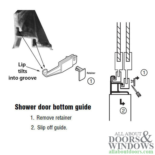 Sliding Shower Door Bottom Guide and Retainer Pairs - Sliding Shower Door Bottom Guide and Retainer Pairs