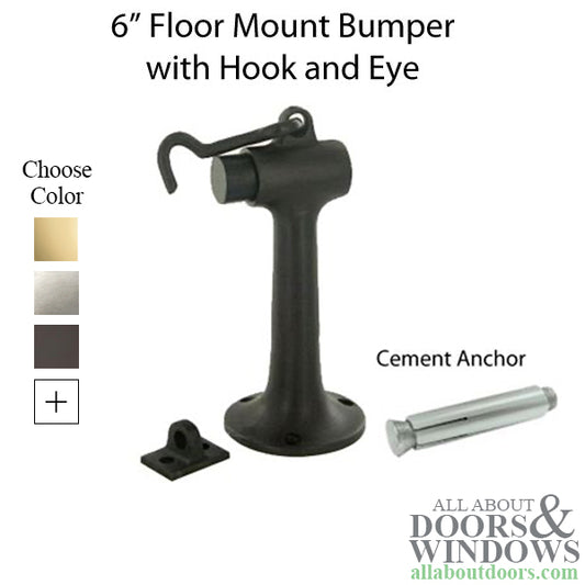 Heavy Duty Floor Bumper w/ Hook and Eye - Choose Finish