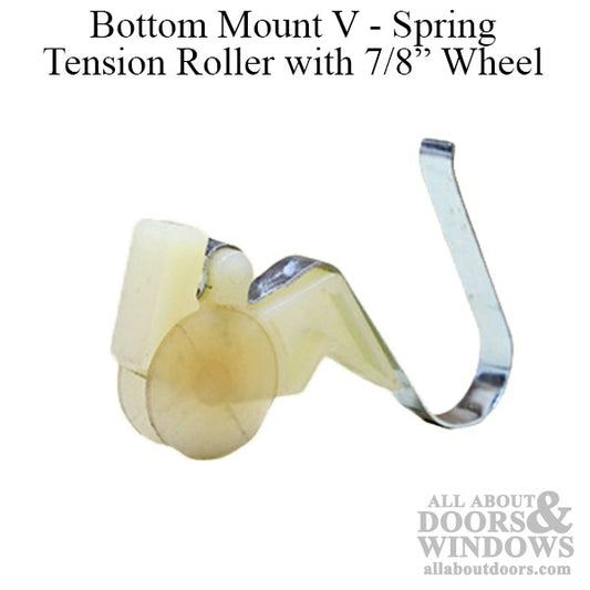 Bottom  Mount V-Spring Tension Roller Assembly with 7/8 Inch Wheel for Sliding Screen Door