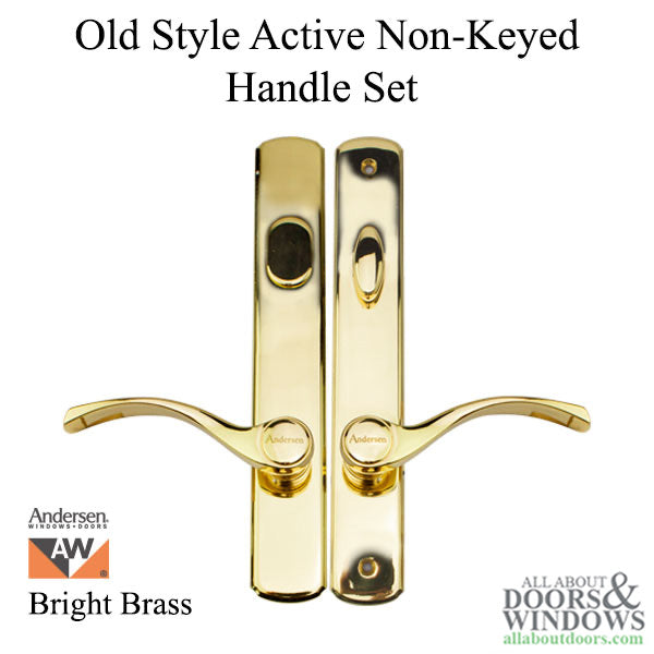 Old Style Andersen Handle Set, Estate,  Active Door - Bright Brass - Old Style Andersen Handle Set, Estate,  Active Door - Bright Brass