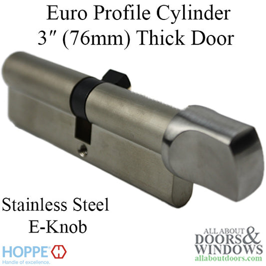 50.5/55.5 Hoppe 106mm Euro 90° Profile cylinder, small thumb turn -  Stainless Steel