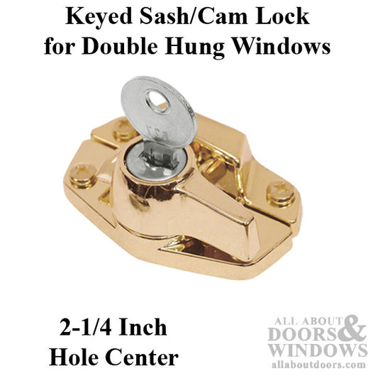 Sash / Cam Lock (Keyed) - Wood Sash Hardware, Diecast - Polished Brass