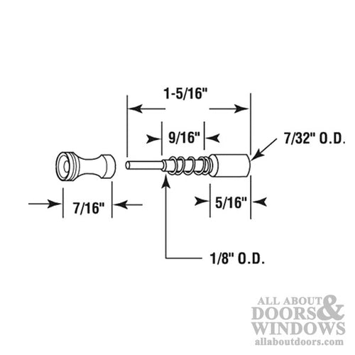 Plunger Pin, 1-5/16 inch long, Aluminum - Plunger Pin, 1-5/16 inch long, Aluminum