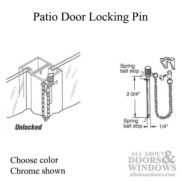 Patio Door Locking Pin with Detent - Choose Color - Patio Door Locking Pin with Detent - Choose Color