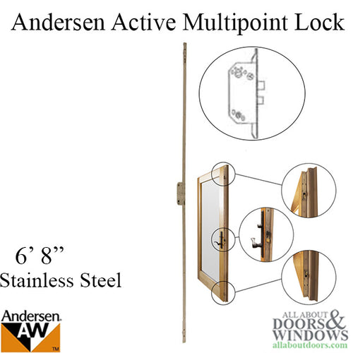 Andersen Multipoint Lock, FWH68 Active Door - Stainless Steel - Andersen Multipoint Lock, FWH68 Active Door - Stainless Steel