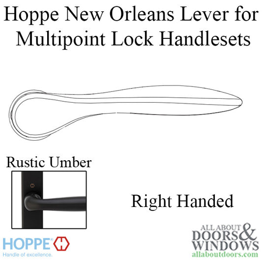 New Orleans Lever Handle for Right Handed Multipoint Lock Handlesets - Rustic Umber