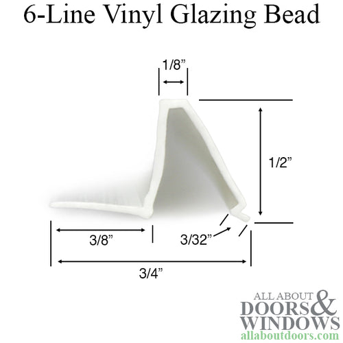 Vinyl Glazing Bead, 6 Line Shape, 6' - Vinyl Glazing Bead, 6 Line Shape, 6'