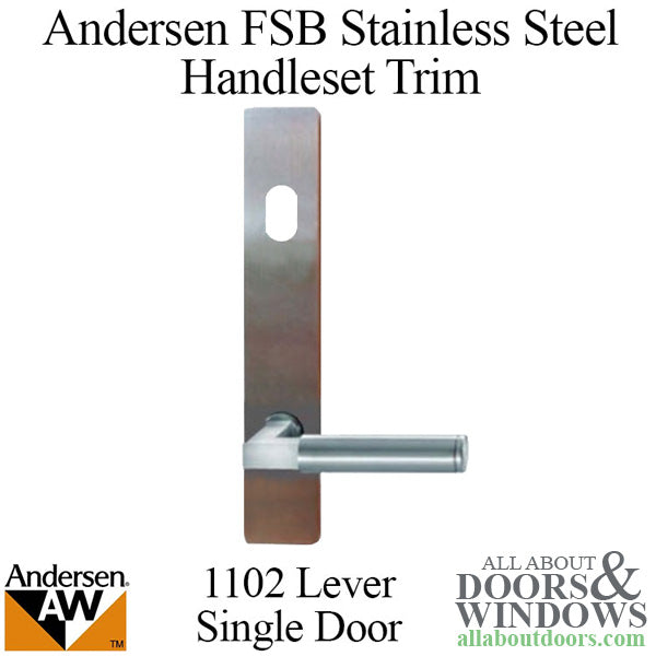 Andersen FSB 1102 Complete Trim Set for Single Door, With Key hole - Stainless Steel - Andersen FSB 1102 Complete Trim Set for Single Door, With Key hole - Stainless Steel