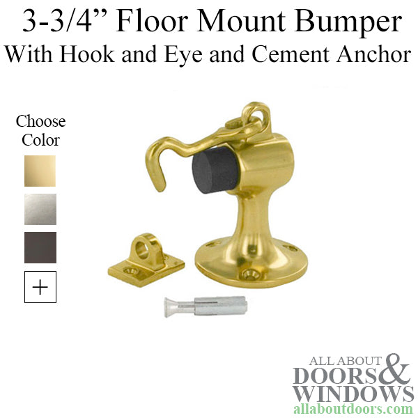 Cement Floor Bumper with Hook and Eye - Choose Finish - Cement Floor Bumper with Hook and Eye - Choose Finish