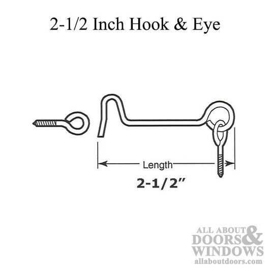 Screen Door or Window  2-1/2 Inch Hook & Eye