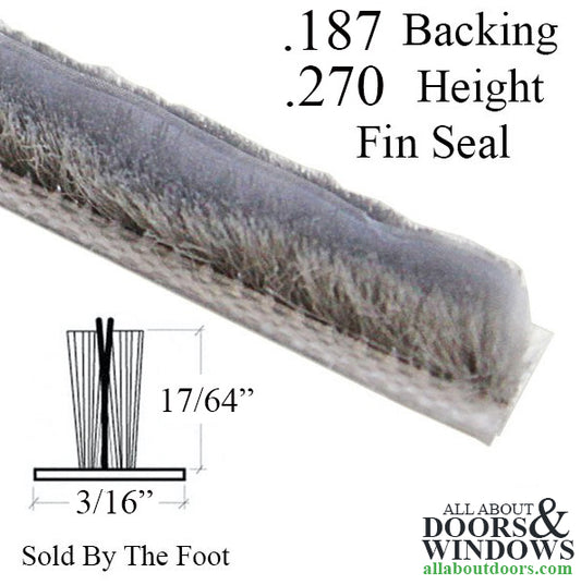 Fuzzy Weatherstrip .187 T-Backing x .270 Pile, with Fin Seal