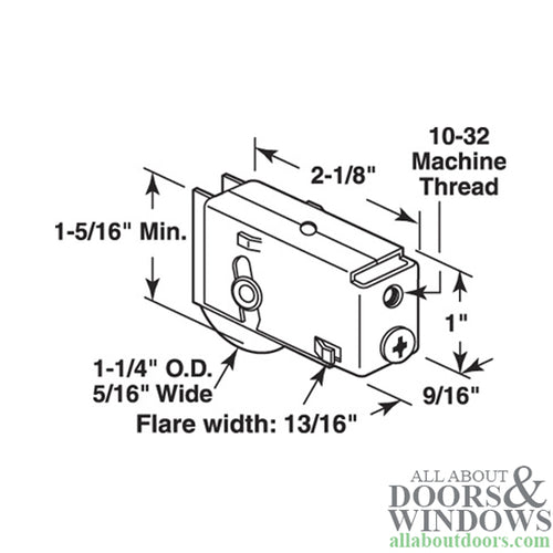 Sliding Door Roller for Acorn 800 Series Dorwal Doors Single Steel 1.25 Inch Wheel Roller Diameter with Metal Housing - Sliding Door Roller for Acorn 800 Series Dorwal Doors Single Steel 1.25 Inch Wheel Roller Diameter with Metal Housing