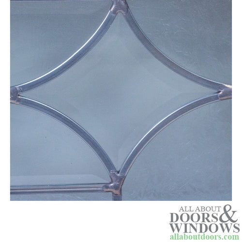Scrolled Top/ Bottom, Starburst Center,  Leaded, Beveled Glass, Nickel Caming - L & R Pair - Scrolled Top/ Bottom, Starburst Center,  Leaded, Beveled Glass, Nickel Caming - L & R Pair