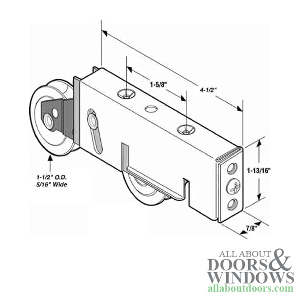 Tandem Roller Assembly - Sliding Patio Door, Steel Ball Bearing - Tandem Roller Assembly - Sliding Patio Door, Steel Ball Bearing