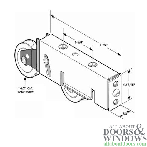 Tandem Roller Assembly - Sliding Patio Door, Steel Ball Bearing - Tandem Roller Assembly - Sliding Patio Door, Steel Ball Bearing