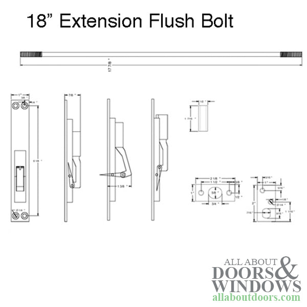 18 Inch Extension Flush Bolt, 4 Hole 1
