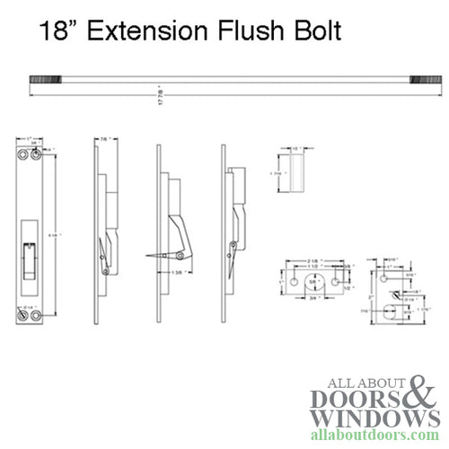 18 Inch Extension Flush Bolt, 4 Hole 1