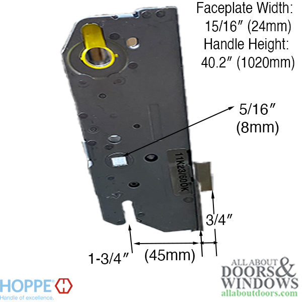 Hoppe Fuhr 24mm Key Operated Multipoint Lock - 1-3/4